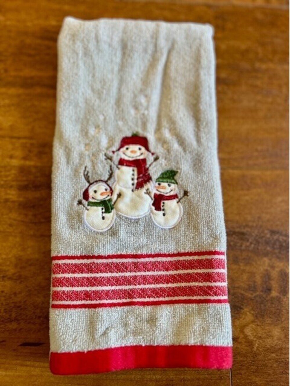 St. Nicholas Square Holiday Snowman Embroidered Hand Towel